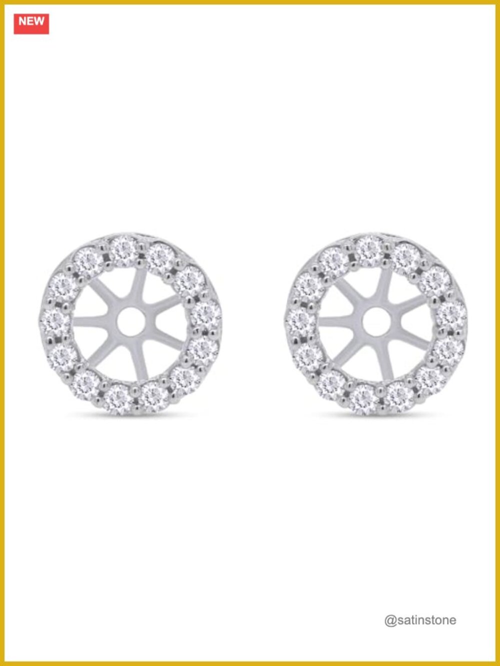 Halo Earring Jackets for 7MM Round Studs 14k White Gold Over Sterling Silver